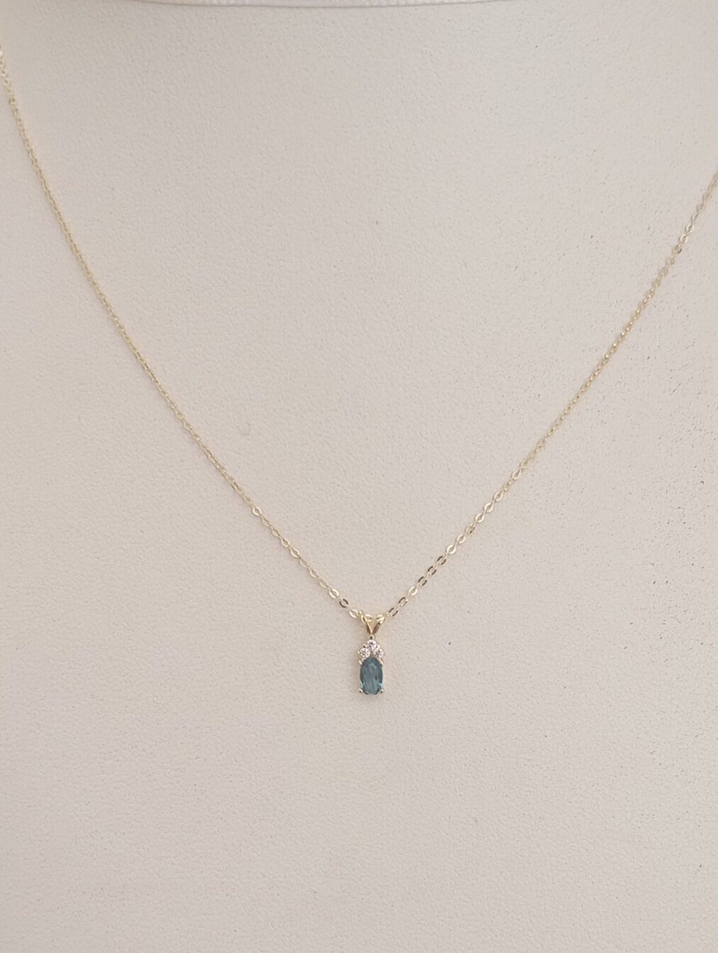 ΧΡΥΣΟ ΚΟΛΙΕ ΜΕ AQUAMARINE ΖΙΡΓΚΟΝ
